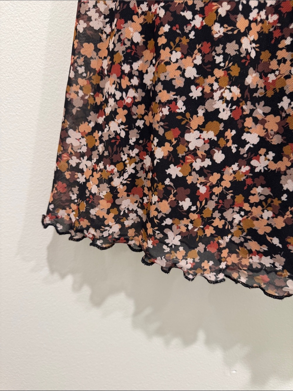 Floral Print Black Mini Skirt with Brown and Tan Accents - Picture 4 of 6